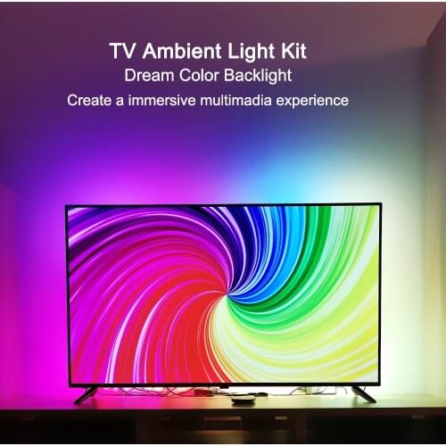 Ambient Light Kit USB WS2812B 5V RGB LED Strip Dream Screen Dynamic Backlight 4k 1080P for 40"-120" TV HDMI-Compatible Sources