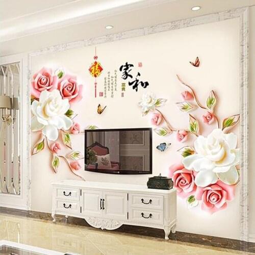 Traditional Chinese Style Flowers Home Decoration Wall Art Decals Vinyl Removable Stickers for Living Room TV Backsplash Decor