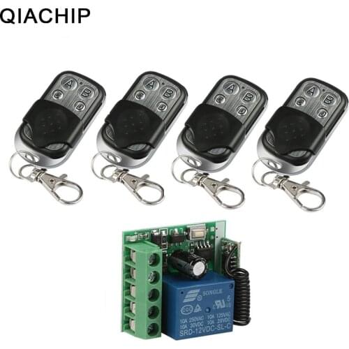 QIACHIP 433Mhz Universal Wireless Remote Control Switches DC 12V 1CH Relay Receiver Modules + RF Transmitter 433 Remote Controls