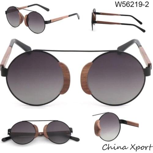 High qua;ity solid wood sunglasses walnut wood metal sun glasses round summer winter sunglasses for men women UV400 polarized