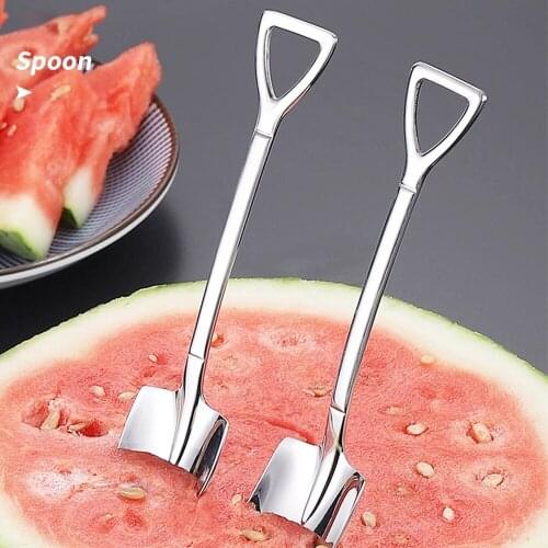 1/4pcs Retro Iron Shovel Ice Cream Scoop Cutlery Set Stainless Steel Spade-shaped Tea-spoon Fashion Tableware Kitchen Gadget