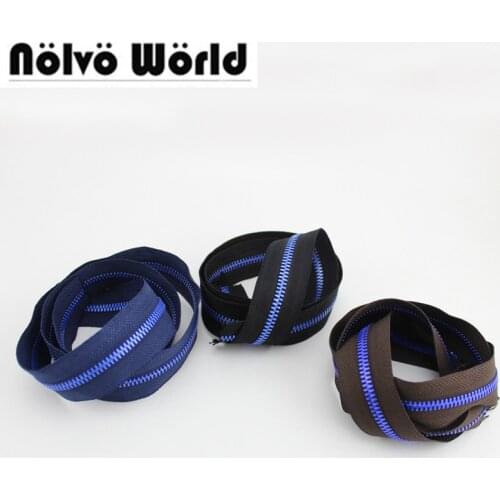 10 yards Blue Lacquer,5# Alumium Teeth Light Weight Metal Zip Tape Blue/Coffee/Black, 5# Metallic Zip slider,Bright Blue Color