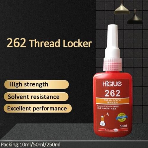 HiGlue 262 Red Liquid Solvent Resistance Thread Locking Agent Anaerobic Sealant Use For Metal Sealing 50ml One Bottle