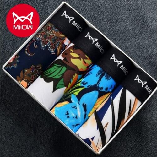 MiiOW Ice Silk Mens Underwear Boyshort Antibacterial Seamless Thin Shorts Youth Summer Breathable Boxers