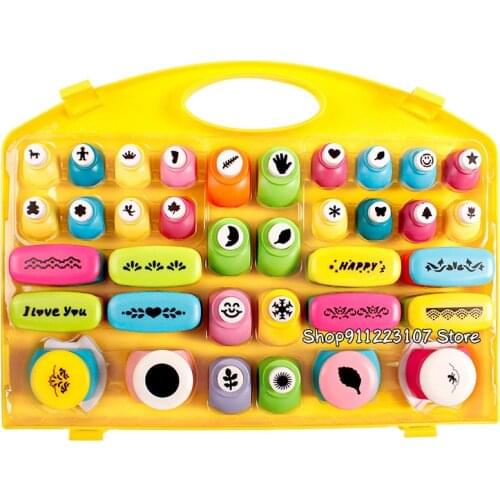 36pcs/set Childrens DIY Embossing Machine Pattern random Handmade craft hole punch set School gift Scrapbook paper cutter