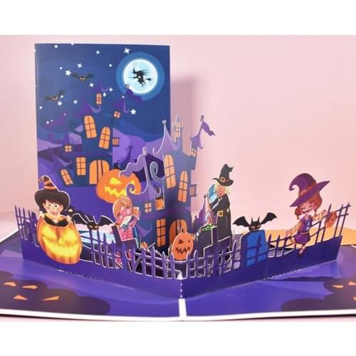 3D Pop-Up Hallowmas Cards for Kids Gift Funny Hallows Day Pumpkin Greeting Card Halloween Postcard wedding invitations свадьба