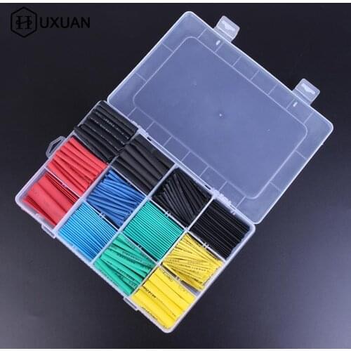 530pcs/set Insulation Shrinkable Tube Heat Shrink Tubing Assortment Electronic Polyolefin Ratio 2:1 Wrap Wire Cable Sleeve Kit