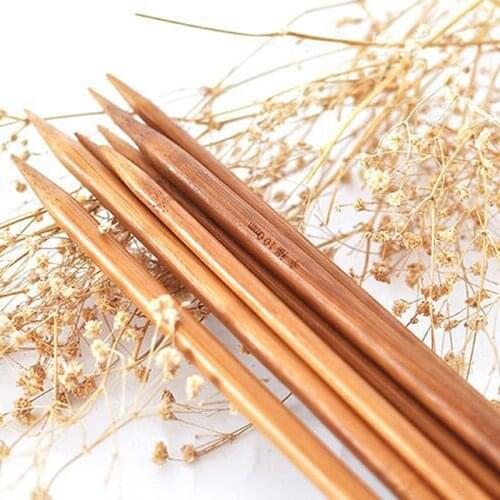 7mm - 10mm Carbonized Bamboo Knitting Needles Double Pointed Crochet Hooks Sweater Weave Craft Sewing Needles 36cm/25cm 8PCs
