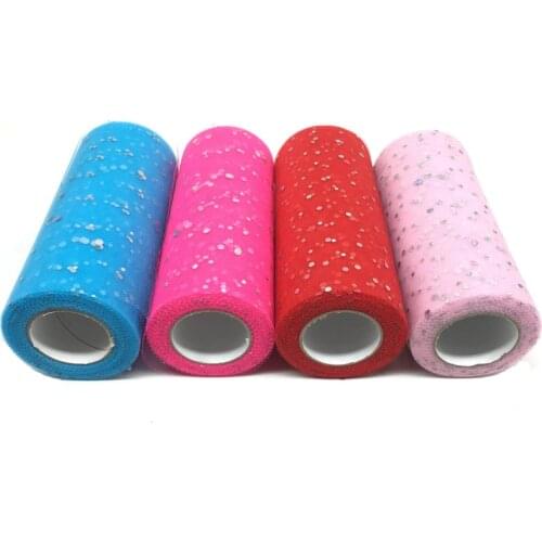 22M Glitter Sequin Tulle Roll 6 Inch/15cm 25 Yards Tutu Fabric Wedding Decoration Sewing Mesh DIY Organza Tutu Skirt Accessories
