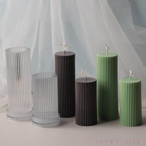 Stripe Cylindrical Acrylic Candle Mold DIY Candle Mould Wedding Party Home Decor