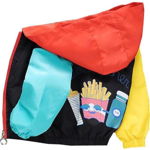 Baby Thin Zipper Coat Spring Baseball Uniform For Children Printed Outerwear Hooded Cool Jacket Boys Cardigan Jackets Coat Boy