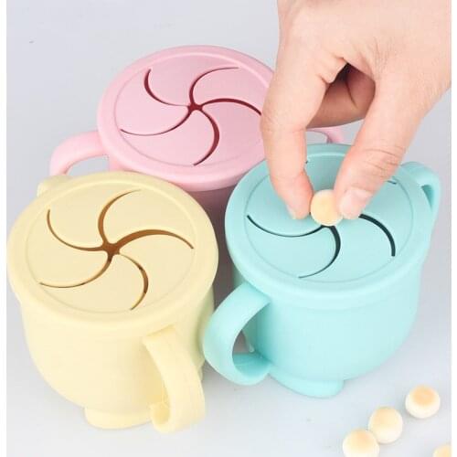 BPA Free Kids Silicone Food Storage Box Solid Color Baby Snack Cup Portable Children Snacks Container With Lid