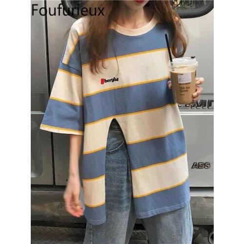 Женские полосатые футболки Foufurieux China At AliExpress