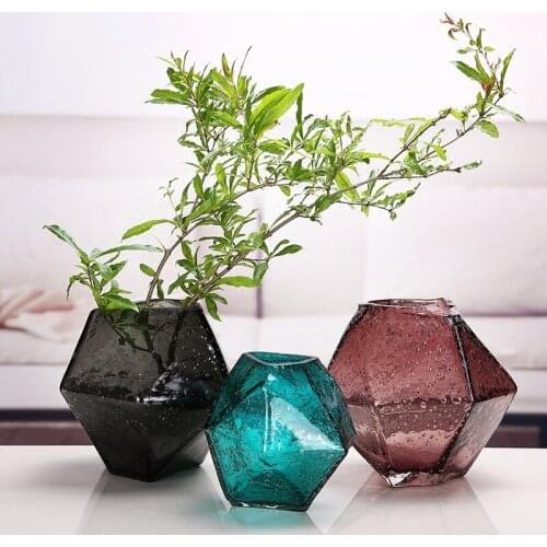 Geometric glass vase Simple bubble glass Crafts Flower vase for wedding decoration jarrones decorativos moderno home decoration