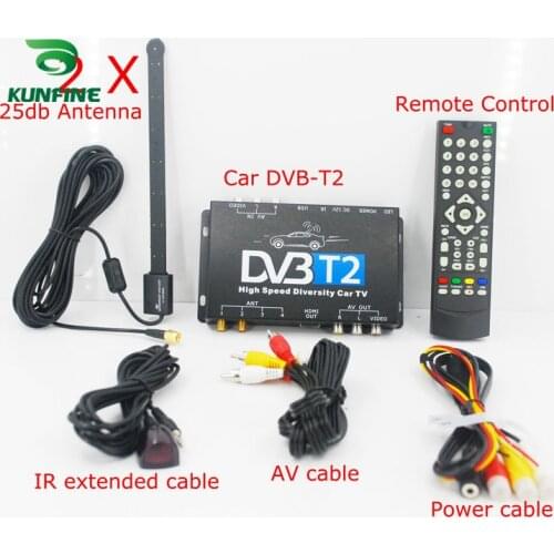 HDTV Car DVB-T2 DVB-T MULTI PLP Digital TV Receiver automobile DTV box With Two Tuner Antenna