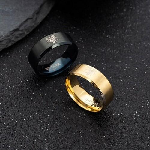 Exquisite Fashion Lovers Series Jewelry Stainless Steel Men Ring Big Wolf Head Pattern Black Gold Match Box Diy Jewelry Findings
