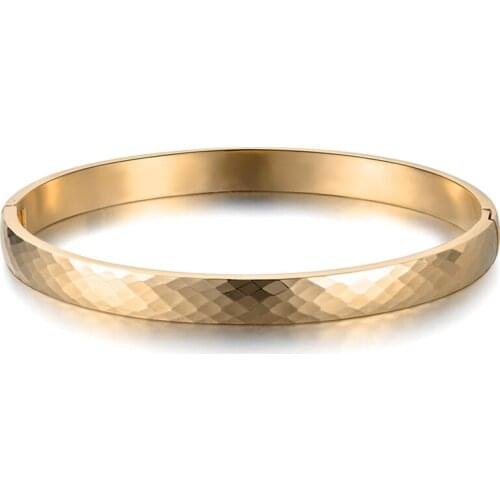 Classic Titanium Steel Cut Surface Bracelets & Bangles Luxury Rose Gold Color Wedding Bangle Jewelry For Women B18026