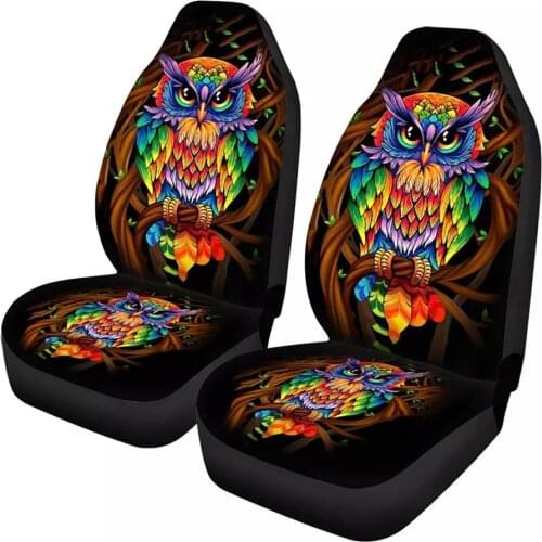 2Pcs Tribal Tiger Auto Interior Decor Spray Print Car Seat Cover SUV Front Seat Protect Cover