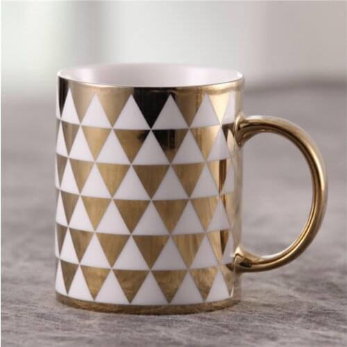 Creative Irregular Ceramic Coffee Cup with Gold Handle Handmade Pottery Tea Cup Travel Kitchen Tableware Nordic Home Coffee Cup