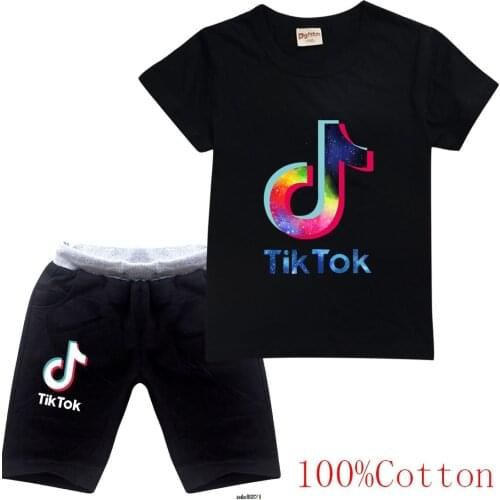 Summer 2021 Baby Boys Girls Cartoon Tik Tok T-Shirt + Shorts Sets Fashion tracksuit Kids sets cotton Sport Clothes