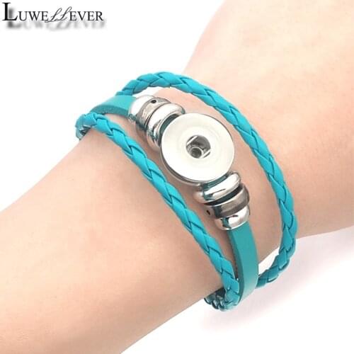 Hot Candy Colors 191 Real Genuine Leather Retro Fashion Bracelet 18mm Snap Button Bangle Charm Jewelry For Women Gift
