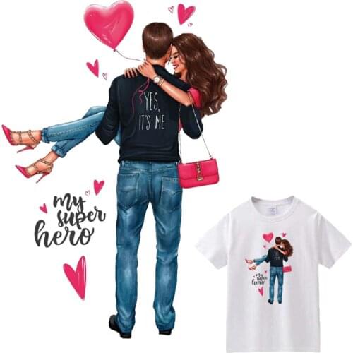 Fashion Couple Patches For Clothes DIY Washable Woman T-Shirt Heat Transfer Thermal Stickers Cute Girl Trendy Iron On Appliqued