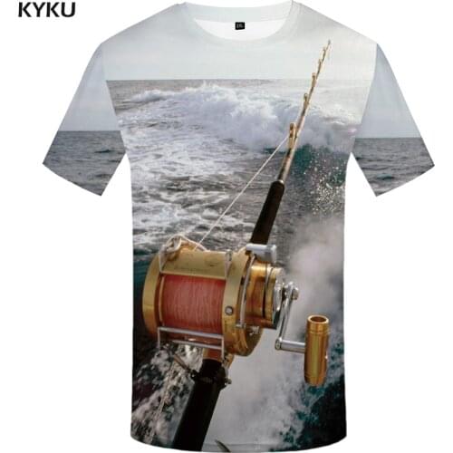 KYKU Fish Tshirt Men Women 3d Printing T Shirt Funny T Shirts Hip Hop T-shirt Fisherman Fishing Metal Mens Clothing Casual Tops