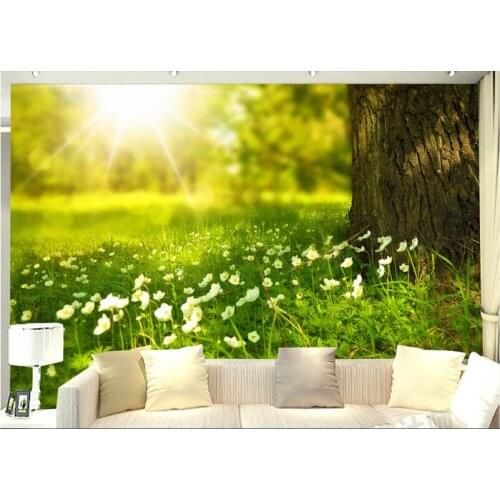 3d room wallpaper custom mural non-woven picture 3d Wild flowers under the big tree painting photo 3d wall murals wallpaper