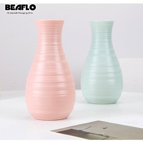 Shatterproof Modern Flower Vase Home Decoration Living Room Imitation Ceramic Flower Pot Plastic Vases For Flowers Table Decor