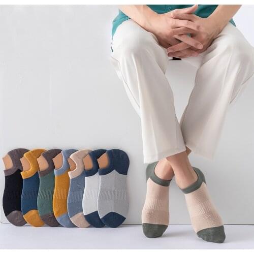 2021New Mens Invisible Socks Mens Summer Mesh Breathable Deodorant High Quality Fashion Color Matching Cotton Short Socks Thin