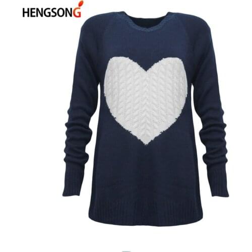 New Fashion Women Sweater Spring Autumn Sweater Jumper Female Reversible Hollow Out Knitted Sweater Pullovers Heart Pattern