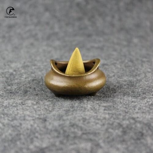 New designer Two ears Tripod Buddha Copper Incense Burner Handmade Metal Incense Stick Holder Small Portable Burner Censer
