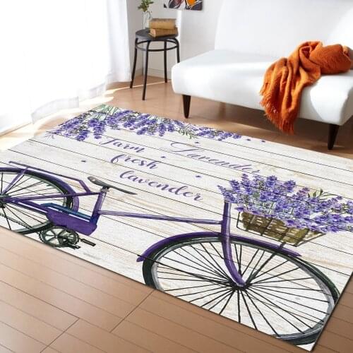 Pastoral Style Lavender Bicycle Carpets for Bedroom Home Decor Carpets Kawaii Rugs and Carpets for Home Living Room Outdoor Rug