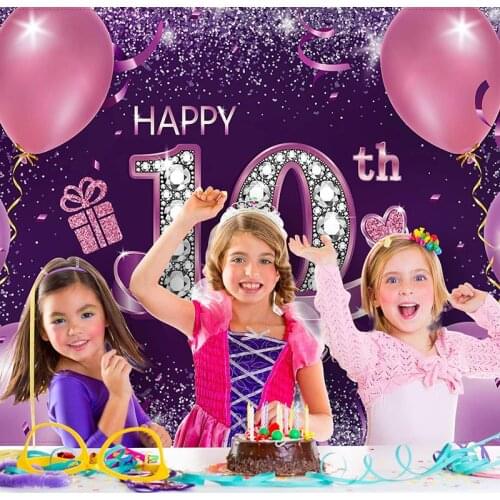 10th Birthday Party Scene Decoration Colorful Ballons Light Pots Backdrop Photo Studio Props Photography Background Vinyl