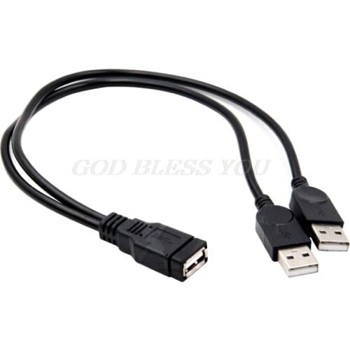 USB 2.0 A Male to USB Female 2 Double Dual Power Supply USB Female Splitter Extension Cable HUB Charge For Hard Disks Printers