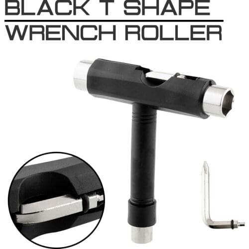 Black T Shape Wrench Skateboard Longboard Board Roller Skate Tool Multifunction Allen Key