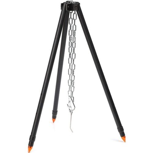 Camping Tripod Fire Hanging Pot Outdoor Campfire Cookware Picnic Grill Collapsible Cooking Tripod Outdoor Party BBQ