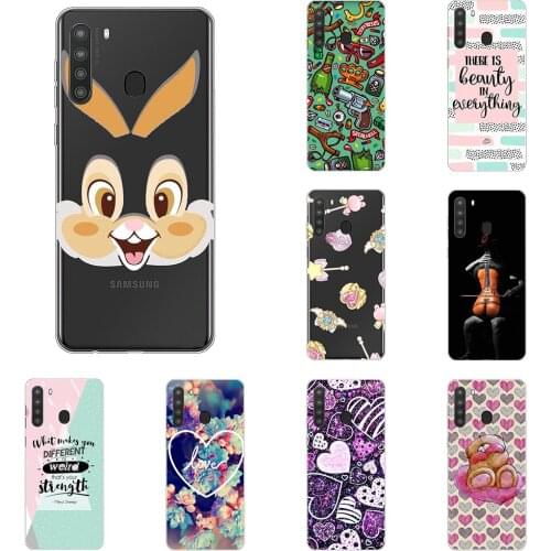 Silicon Case for Samsung Galaxy A21 Soft Transparent Cute Cartoon Shell Case on Galaxy A21 shockproof Funda coque etui bumper