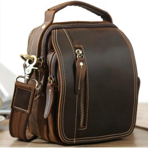 2021 Mens Genuine Leather Business Shoulder Bag Vintage Crossbody Sling Bag For Men Messenger Work Bags For Ipad Cell Phone