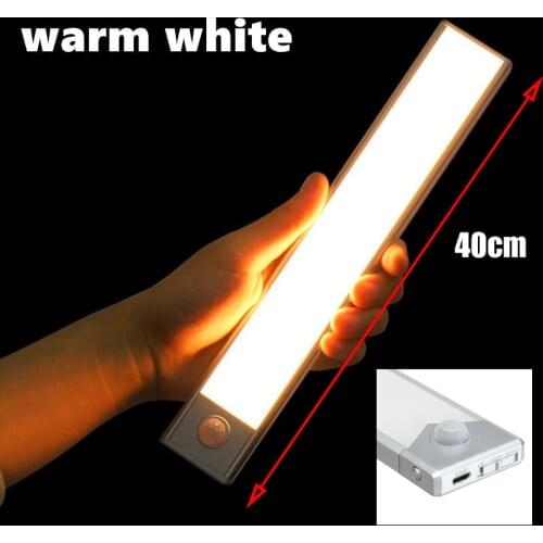 40cm PIR Motion Sensor Under Cabinet Light USB Rechargeable Night Light With Motion Sensor For Closet Wardrobe Kitchen Indoor