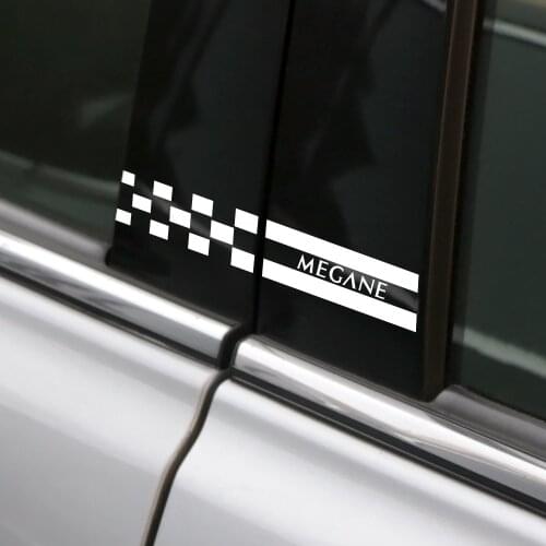 2PCS Car Reflective Decals Window B Pillars Stickers For Renault Megane 2 3 Scenic 4 1 Auto Column Cover Film Car Accessories