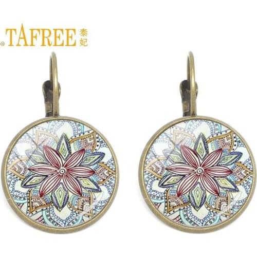TAFREE 2017 Fashion Yoga earrings jewelry Mandala earcuff For Women oorbellen ear cuff clips on earrings Buddhism Yoga CT385
