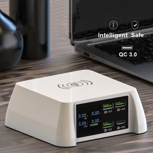 Universal 100W Multi USB Fast Charger QC 3.0 Quick Charge LCD PD Qi Wireless Charger For Iphone XS 12 11 Pro Max Samsung Huawei