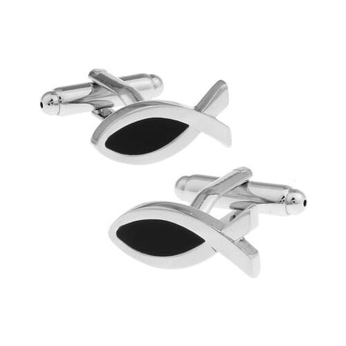 HYX Luxury shirt Black fish cufflink for mens Brand cuff buttons cuff links High Quality abotoaduras Jewelry