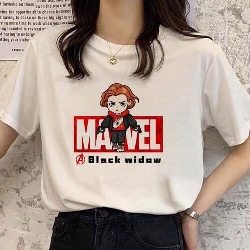 Fashion Cartoon Black Widow Women Tshirt Marvel T-Shirt Short Sleeve Female Clothes Dropship Tee Tops Harajuku