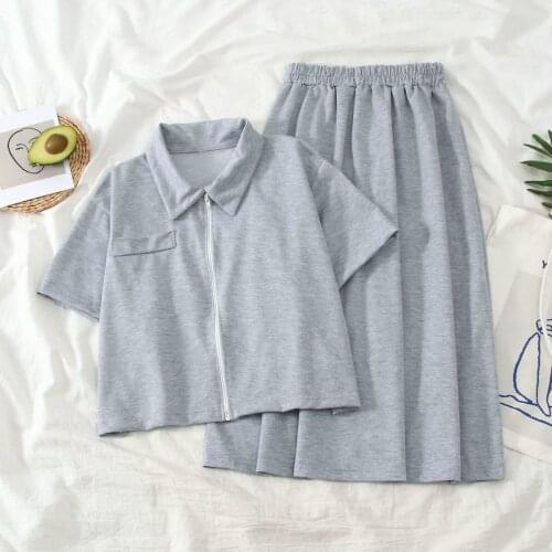 Ins Suit Female Summer 2021 New Lapel Short Top + Mid-length Half-length Skirt Casual Two-piece Suit