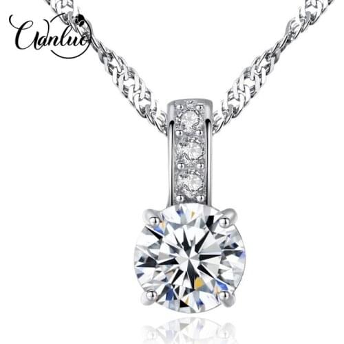 WANLUO Trendy 925 Sterling-Silver Pendants Necklace for Women Fine Jewelry Christmas Gift Engagement Silver Jewelry for Women