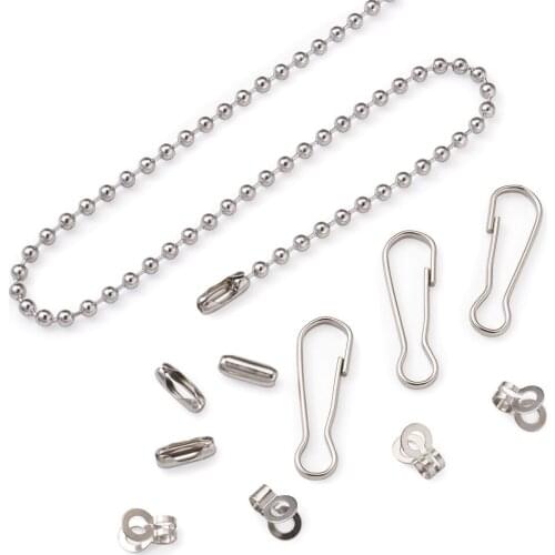 1Set Ball Chains Jewelry Kits with 3.2mm Beaded Ball Chains Keychain Clasp Ball Chain Connectors for Choker Necklace Making DIY