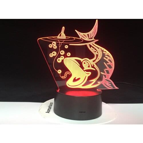 Colors Changing Bedroom 3D Led Big Fish To Catch Light Fixture Usb Night Light Decor For Fishing Enthusiasts Gifts Table Lamp