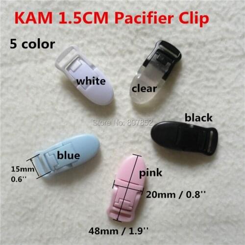 5 color ) 50pcs 1.5CM KAM Plastic Baby Pacifier Soother Dummy NUK Chain Holder Suspenders Clips for 15mm ribbon